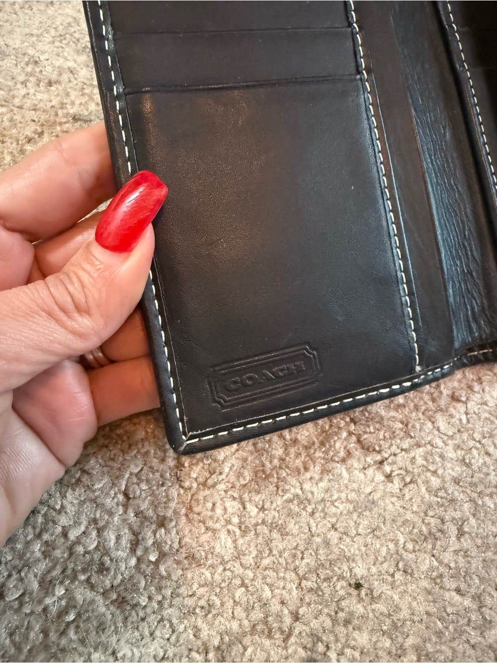 Coach Black Signature Canvas Trifold Wallet with Leather Trim - Picture 3 of 9
